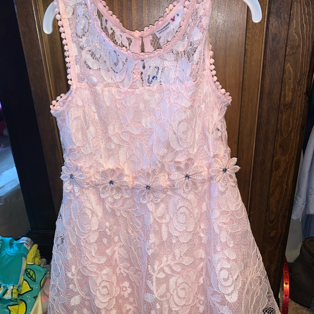 NWT Beautees pink lace floral dress